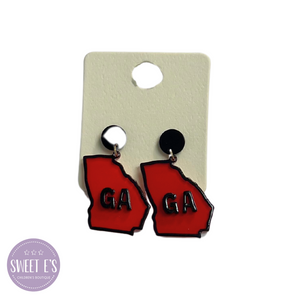 
            
                Load image into Gallery viewer, Game Day - Red &amp;amp; Black Georiga State Earrings
            
        