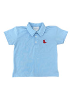 James & Lottie - Our Country Light Blue Polo with Red Puppy