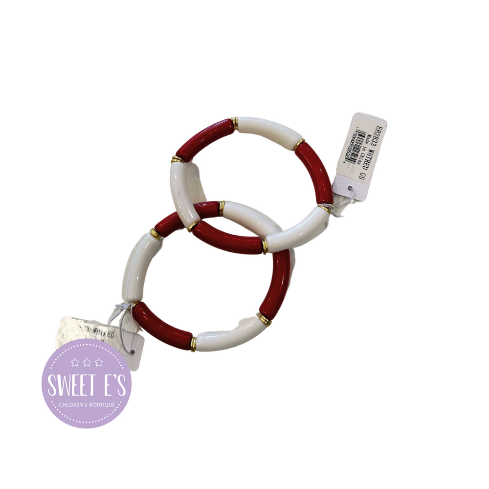 Game Day - Crimson & White Tube Bracelet