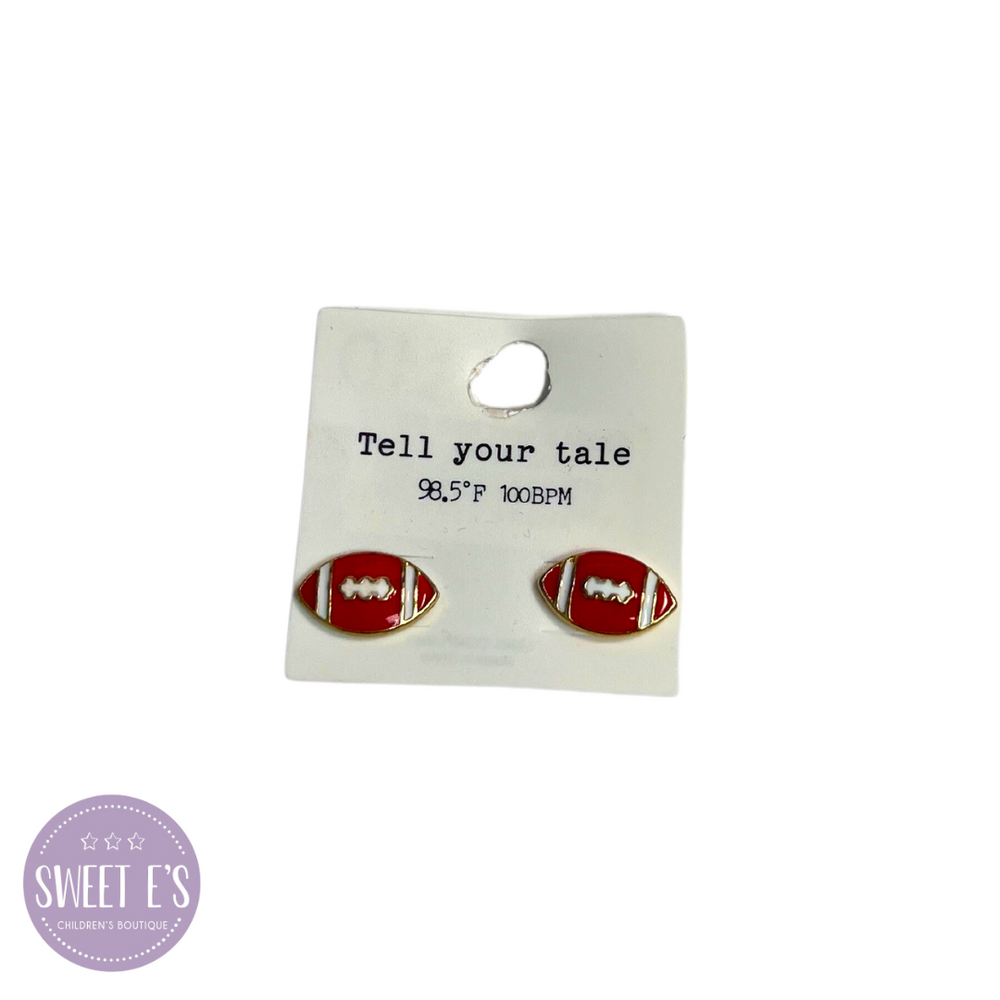 
            
                Load image into Gallery viewer, Game Day - Red &amp;amp; White Football Earrings
            
        