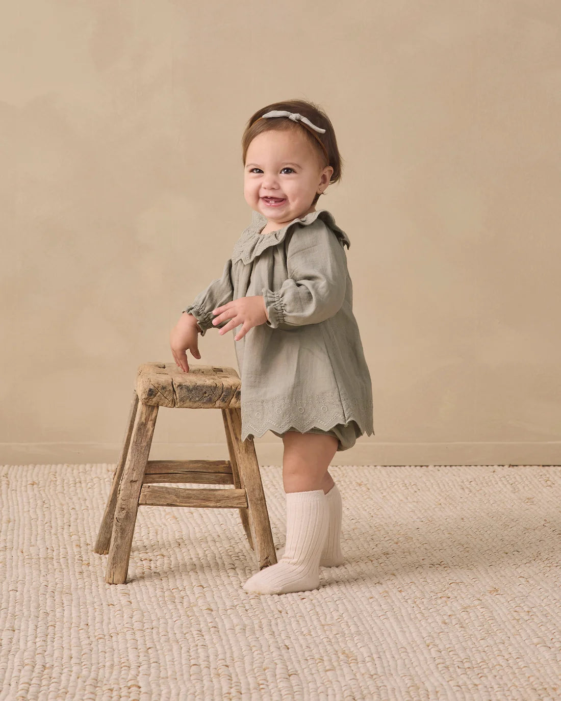 Laurel Long Sleeve Isla Dress by Quincy Mae, soft fabric with long sleeves, shown in a natural pose in a neutral setting.