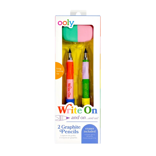 Write On:Graphite Pencils + Eraser (3 PC Set)