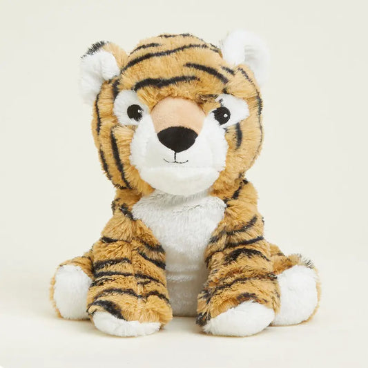 Warmies Tiger plush toy, soft and cuddly stuffed animal from the Warmies brand, with detailed tiger features and warm-colored fur.