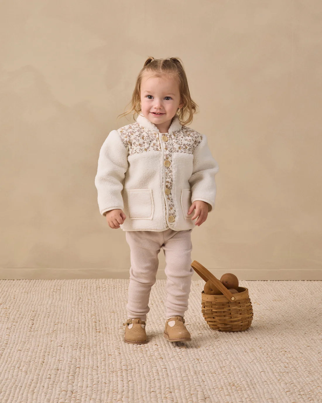 Quincy Mae Posy Paige Jacket in soft pastel fabric, featuring a cozy, stylish design ideal for kids' outdoor wear
