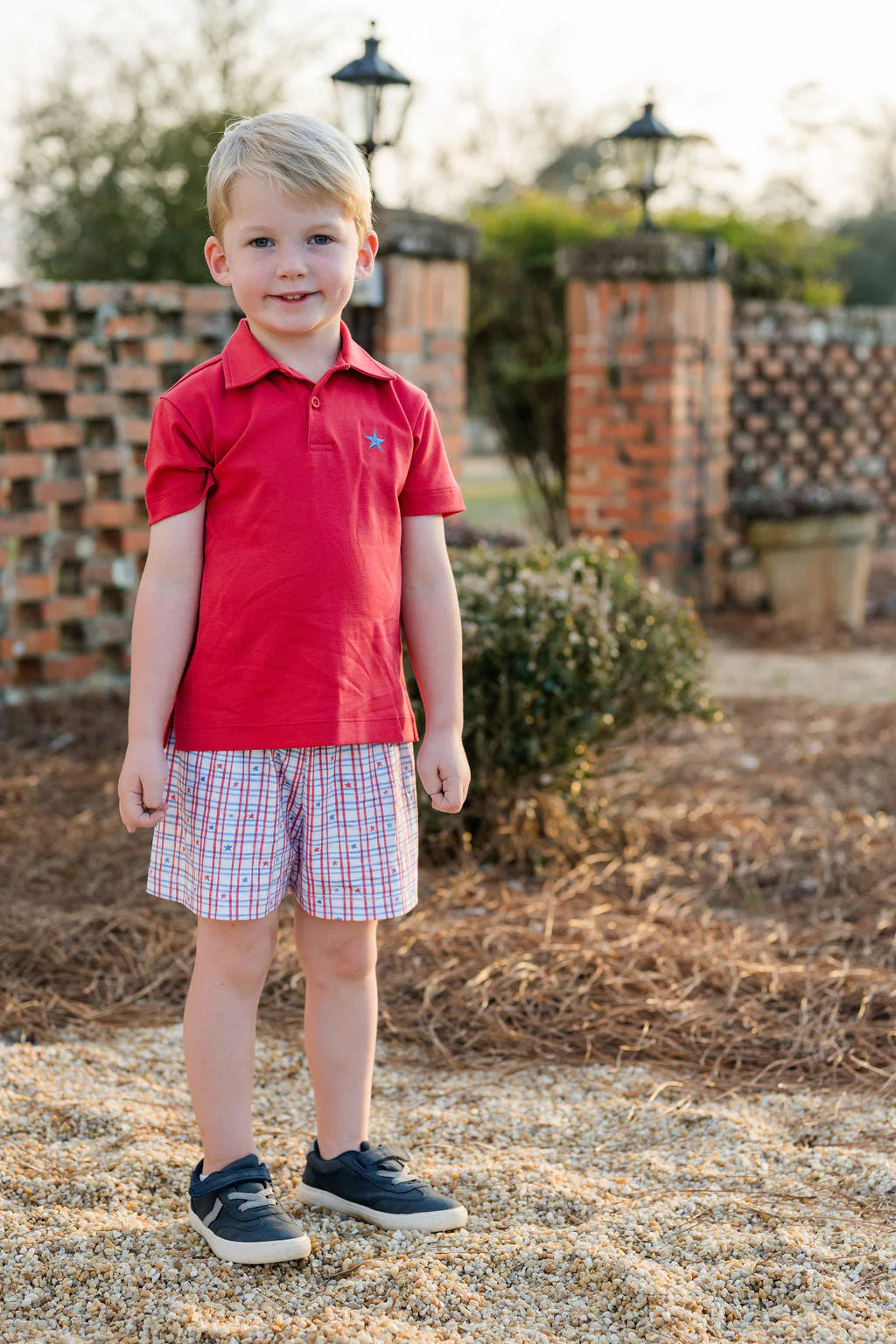 James & Lottie - Patriotic Knit Red Polo w/ Star