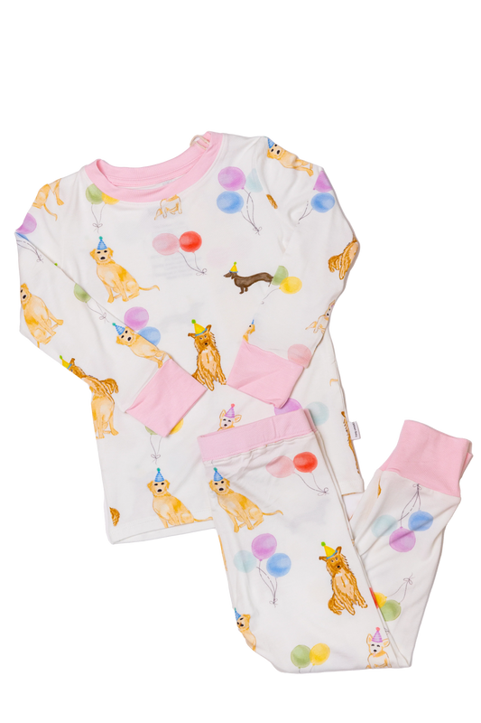 Uptown Baby - Dog Party 2 Piece Pajama in Pink