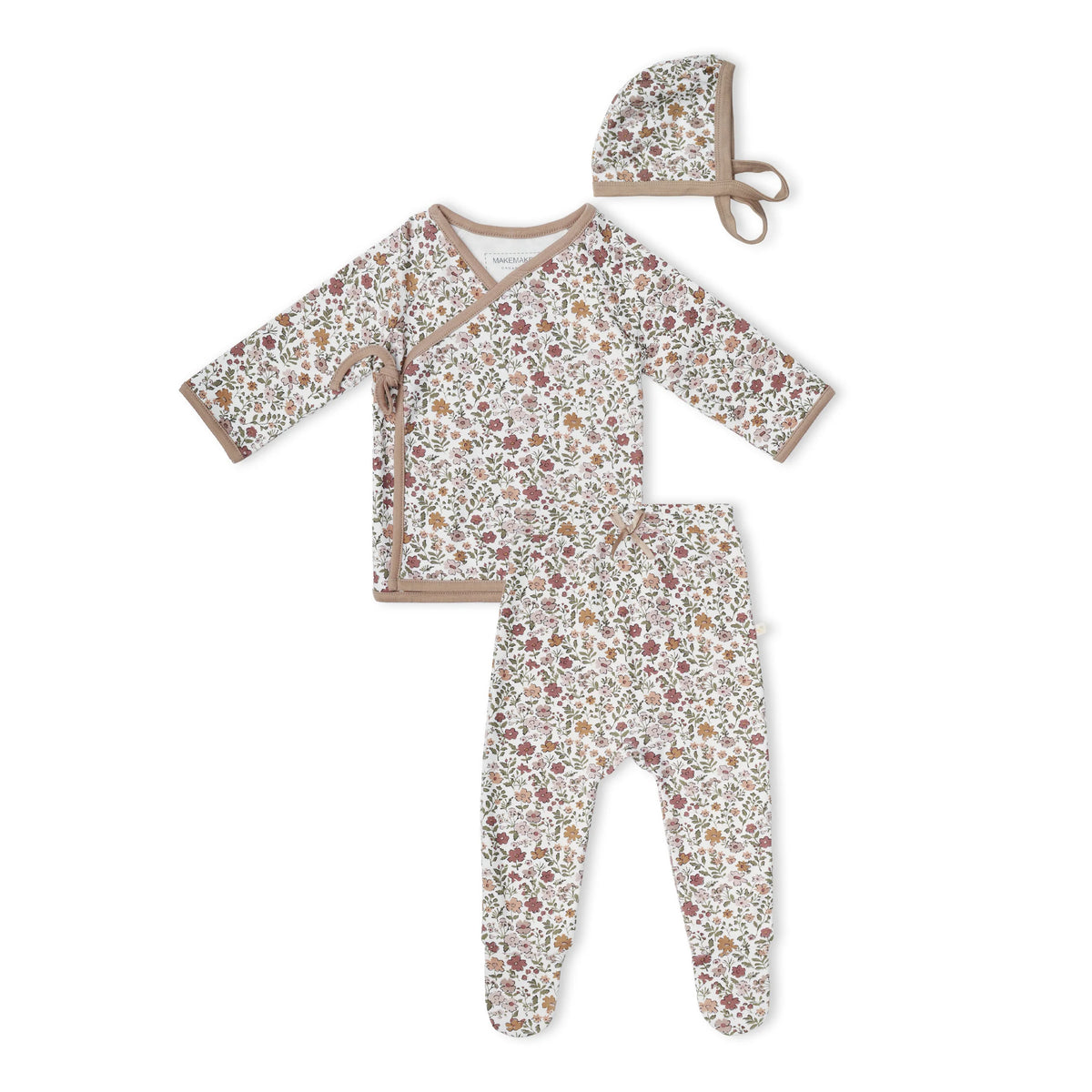 Woodland Sprig Organic Kimono Top & Footed Pants Set