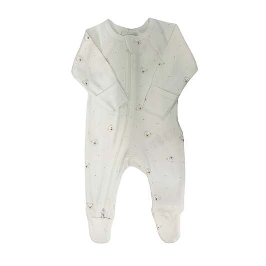 Purebaby - Tan Bear Zippered Footie
