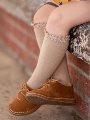 Little Stocking Co. - Oat Lace Top Knee High Socks