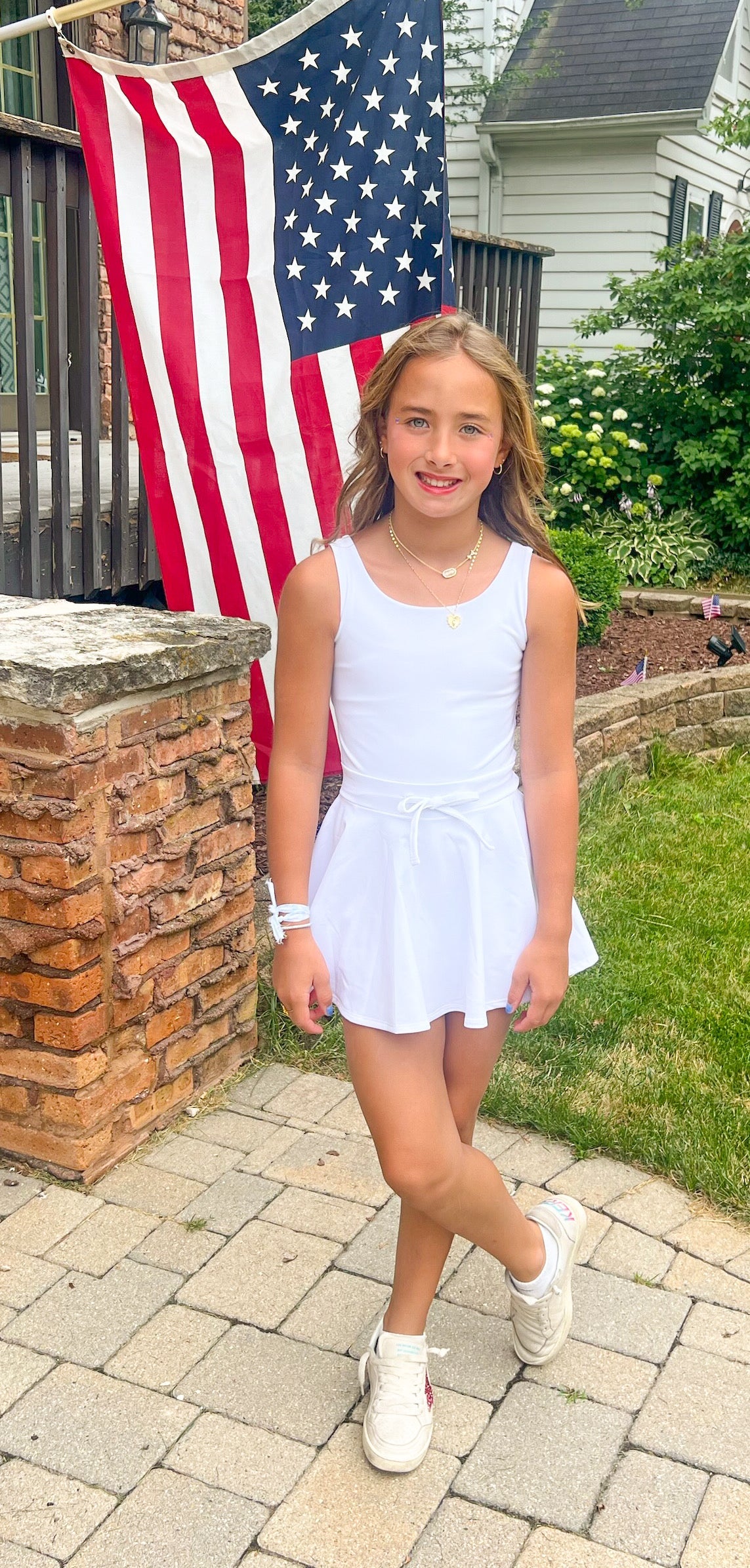 James & Lottie - White Athleisure Tennis Dress w/ Tie BE