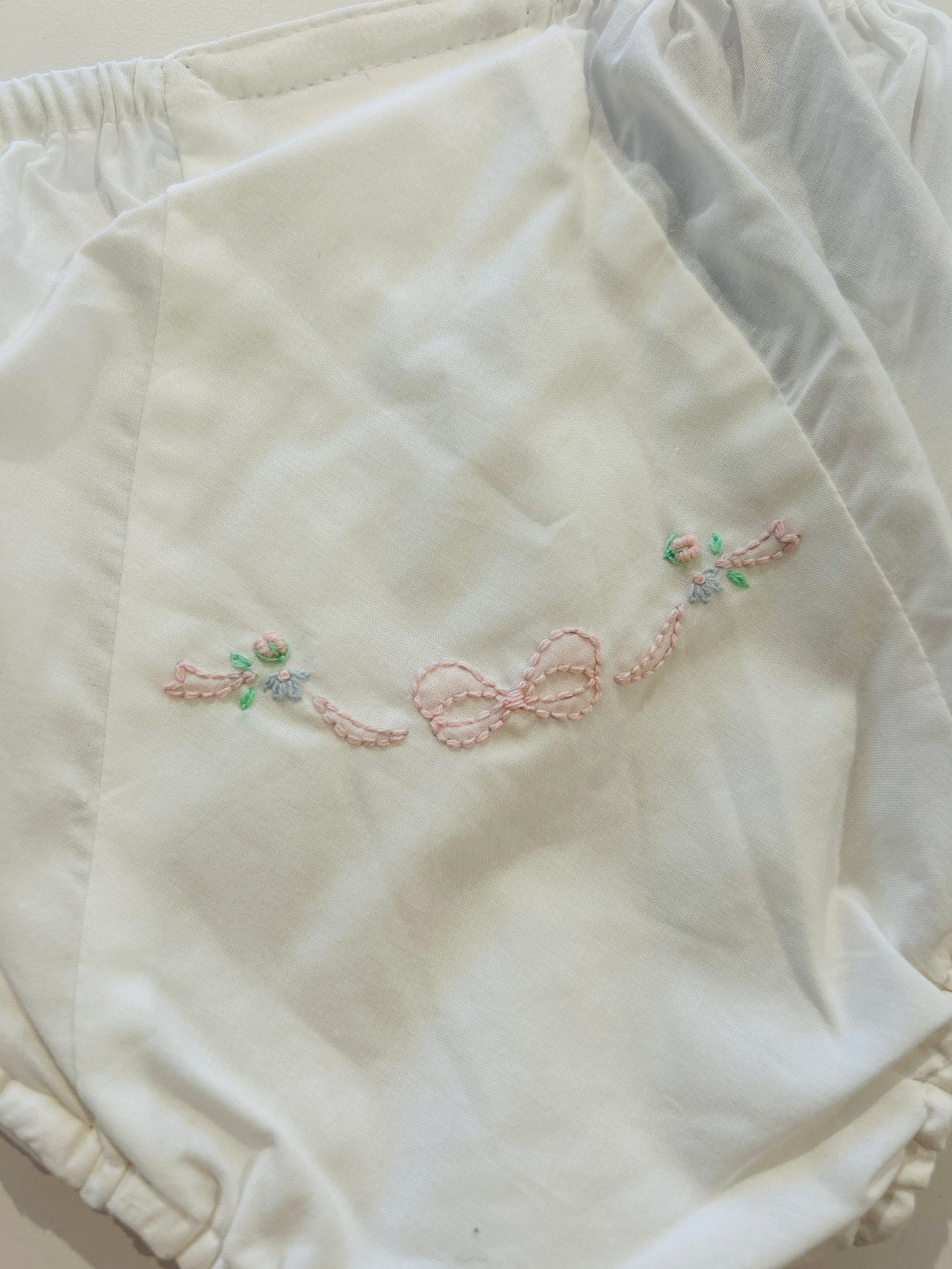 Baby Sen - White Landon Diaper Cover - Bow