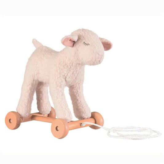 Pull-Along Mary toy by Egmont, featuring a colorful wooden animal with a string for pulling, ideal for young children.