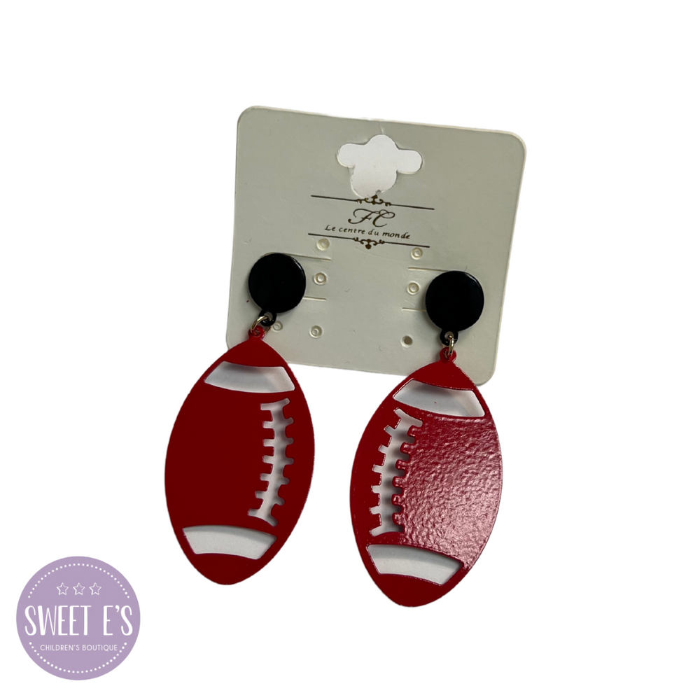 Game Day - Red & Black Football Earrings