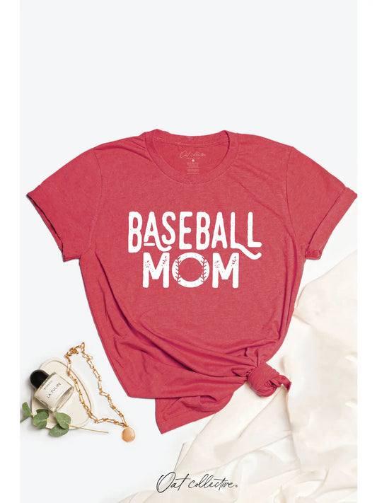 Oat Collective - Baseball Mom Graphic T-Shirt Heather Red