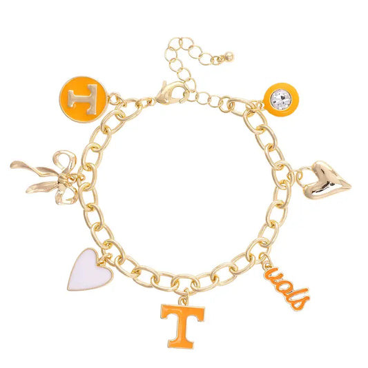 Tennessee Vols Enamel Icons Charm Bracelet in Shiny Gold
