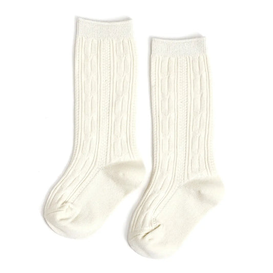 Ivory cable Knit Knee High Socks