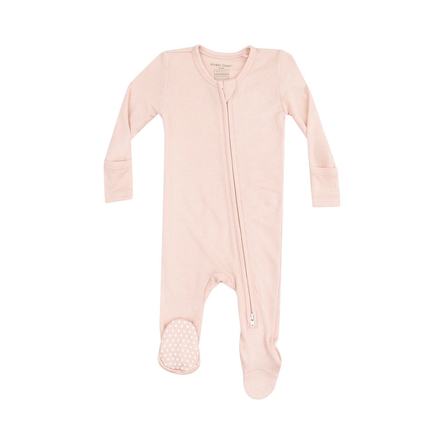 Angel Dear - Solid Rose Smoke Ribbed 2 Way Zipper Footie