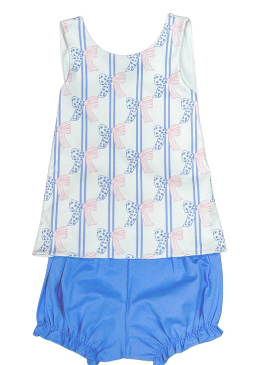 Patriotic Bow Knit Sammy Bloomer Set