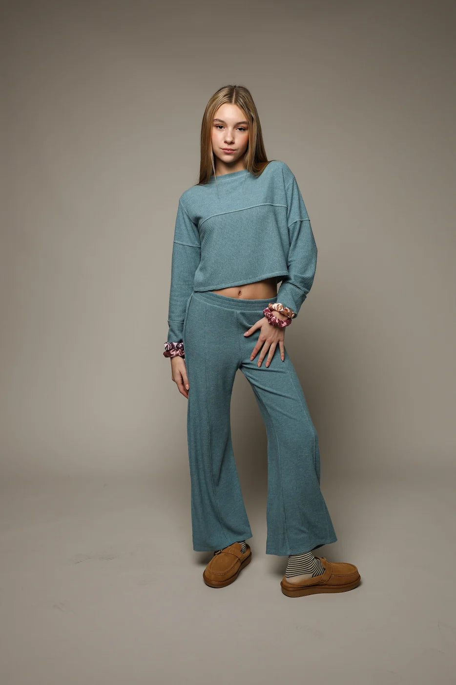Glacier Hacci Ribbed Wide Leg Pant