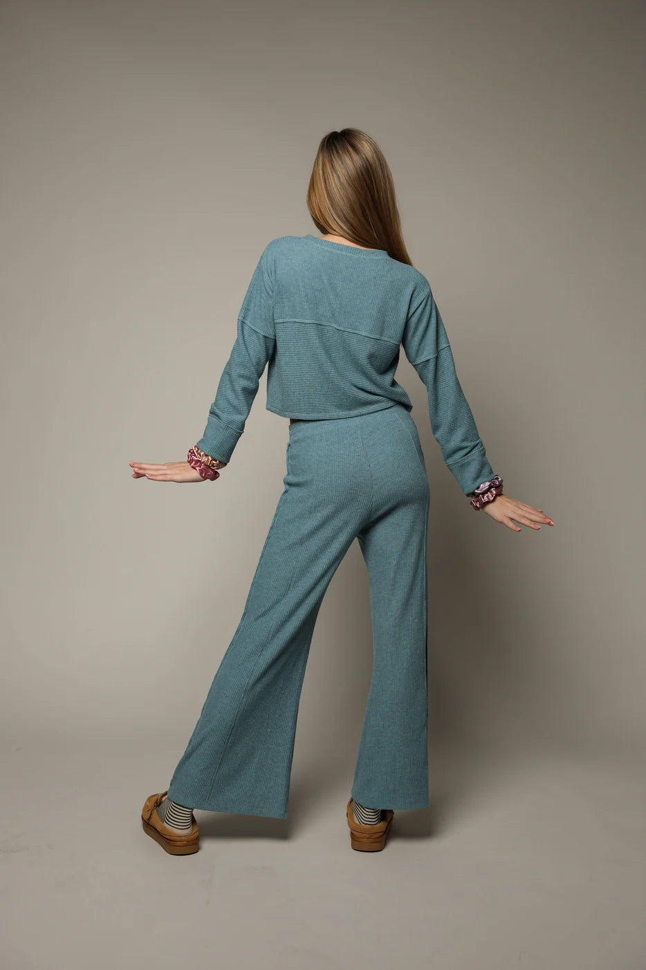 Glacier Hacci Ribbed Wide Leg Pant