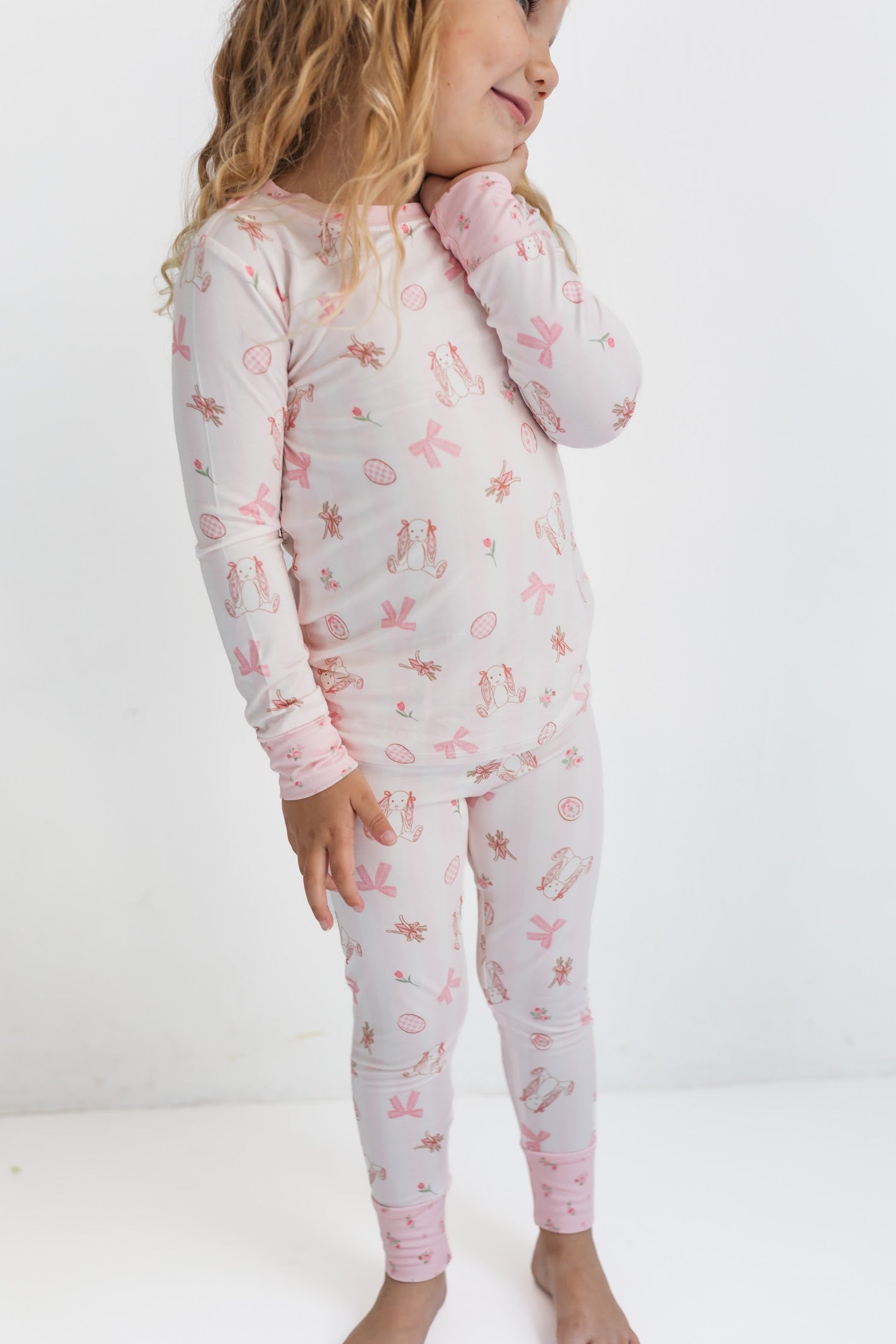 In My Jammers Rosie Rabbit two-piece set featuring a playful rabbit print on a comfortable matching top and bottoms.