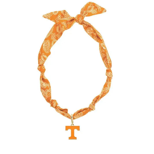 Tennessee Vols logo bandana scarf necklace by Canvas Style featuring orange fabric with team logo design