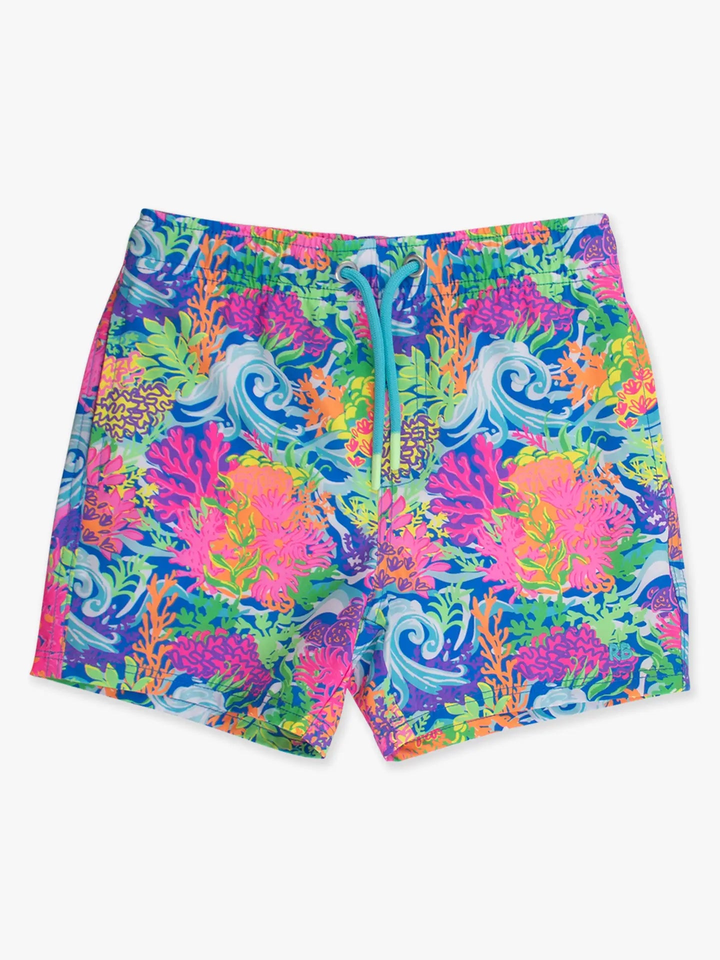Neon Ocean Coral Performance Hybrid Swim Trunks