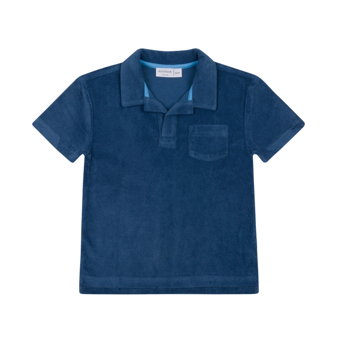 Minnow - Unisex Newport Navy French Terry Polo with Ribbed Hem