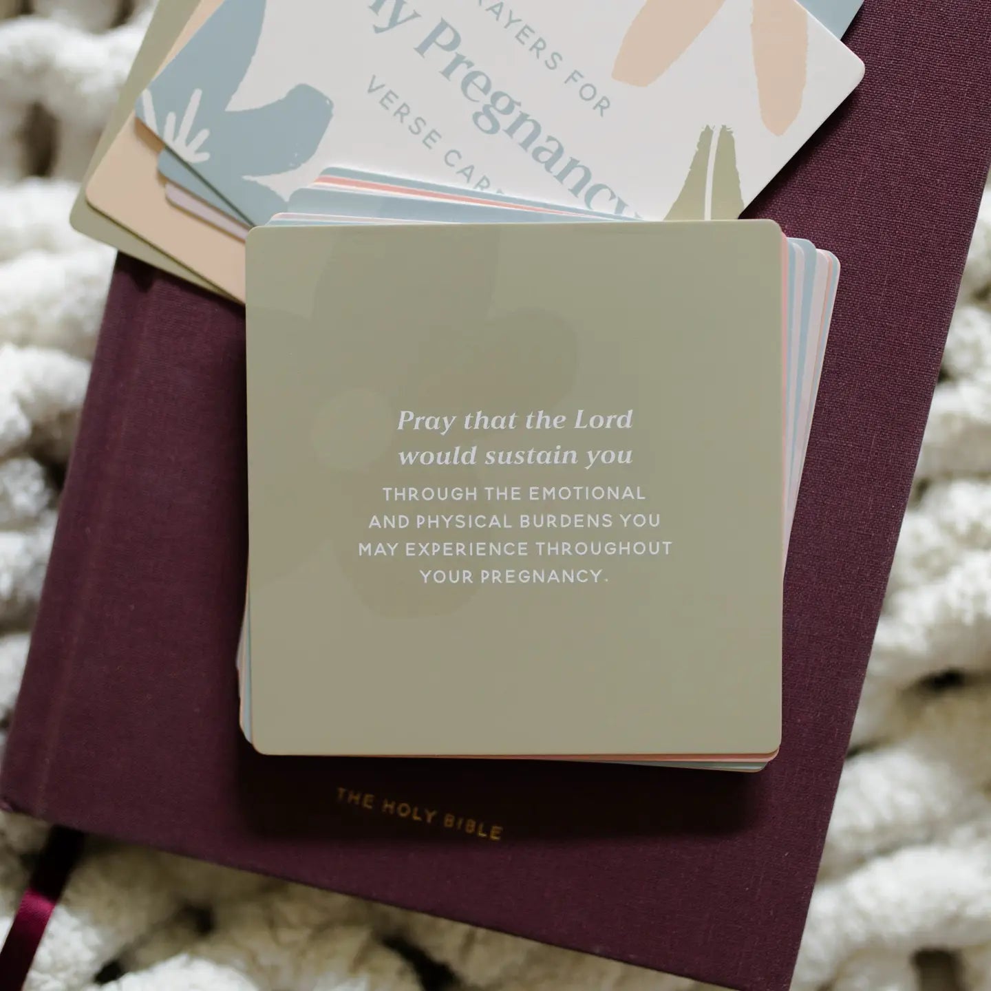 Prayer card set for pregnancy by The Daily Grace Co, featuring inspirational verses for expectant mothers with elegant design.