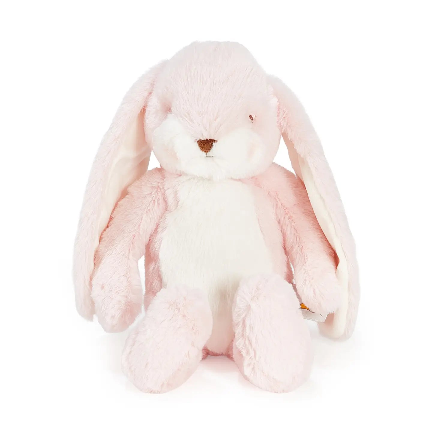 Pink Little 12-inch Nibble Bunny plush toy by Bunnies By the Bay, showing its soft pink fabric and adorable bunny features.