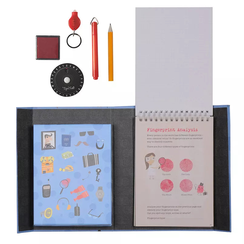 Tiger Tribe Detective Top Secret Missions toy set with hidden clues and detective tools for children to solve mysteries.