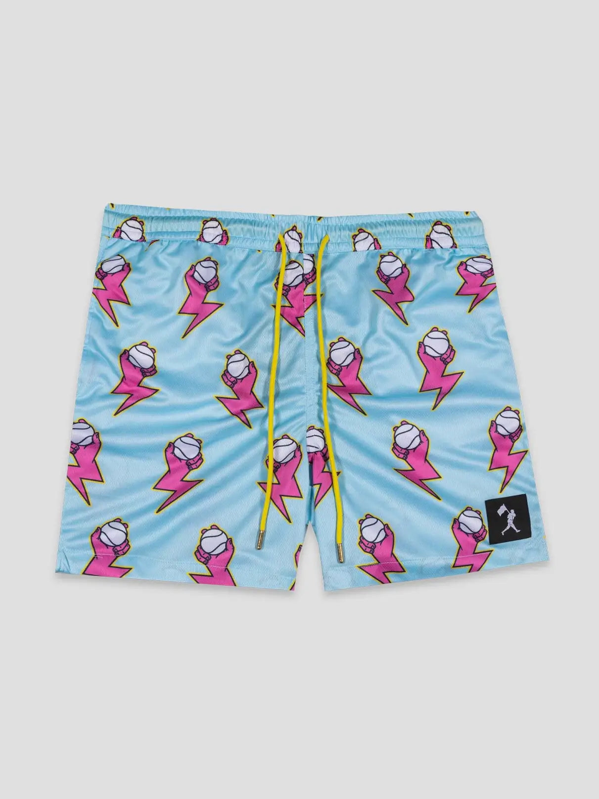 Youth Electric Arms Diamond Air Mesh Shorts in blue by Baseballism, featuring breathable athletic mesh fabric and elastic waistband.
