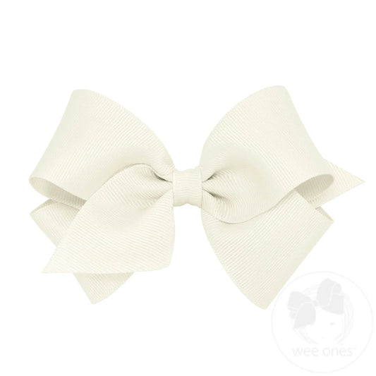 Small classic grosgrain hair bow by Wee Ones, plain wrap style with a simple, elegant design for young children.