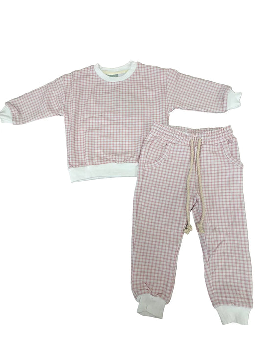 Pink Gingham Jogger Set