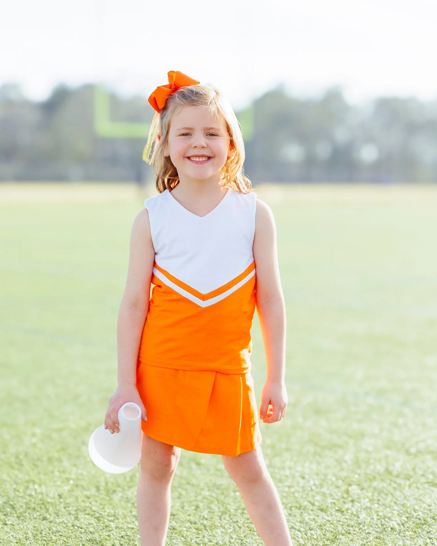 Orange & White Cheer Uniform Skort Set