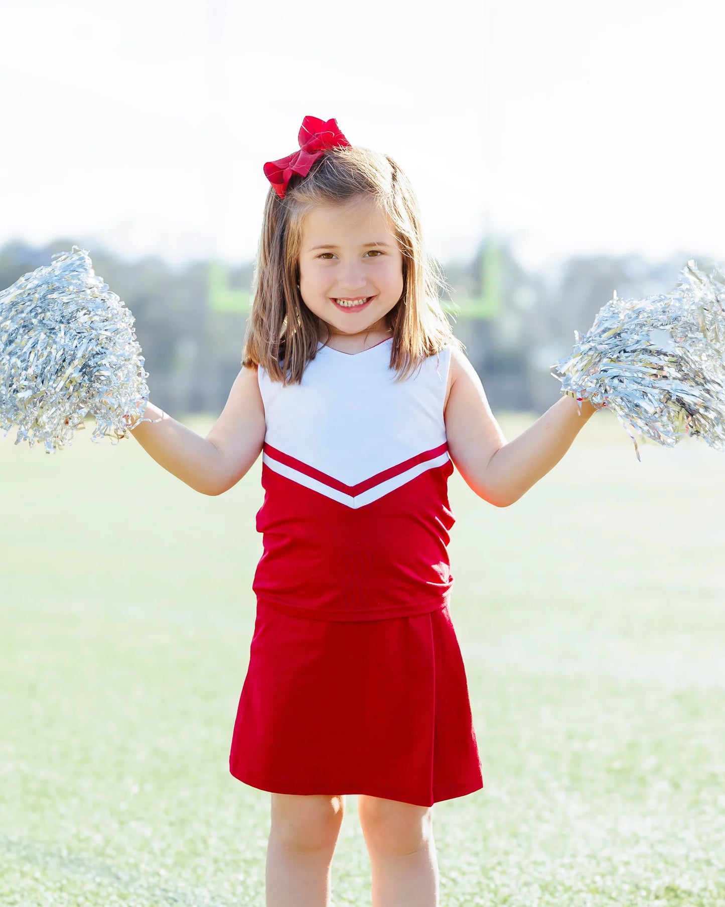 Red & White Cheer Uniform Skort Set