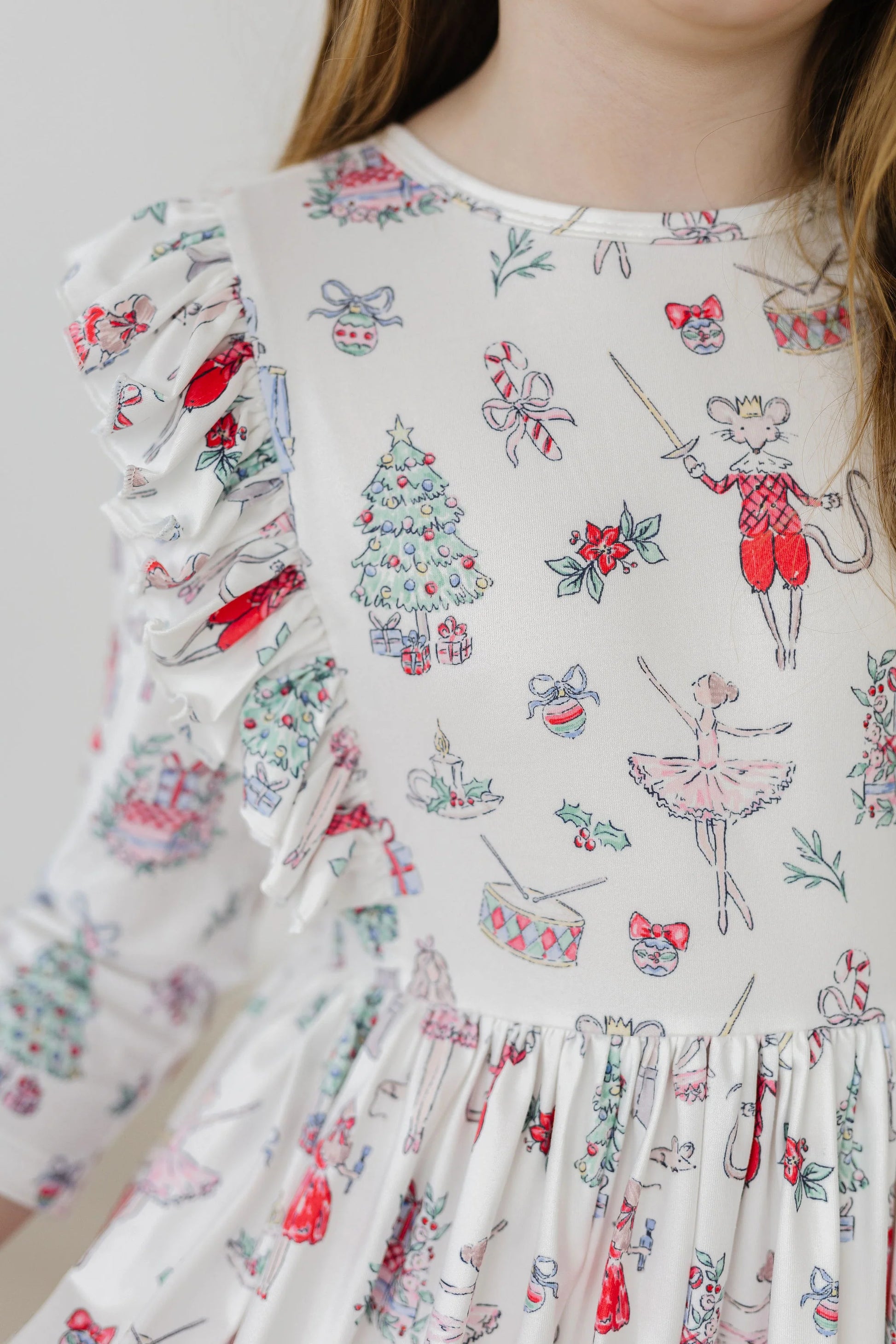 mila and rose christmas dress Clara's Christmas 3/4 Sleeve Ruffle Twirl Dress