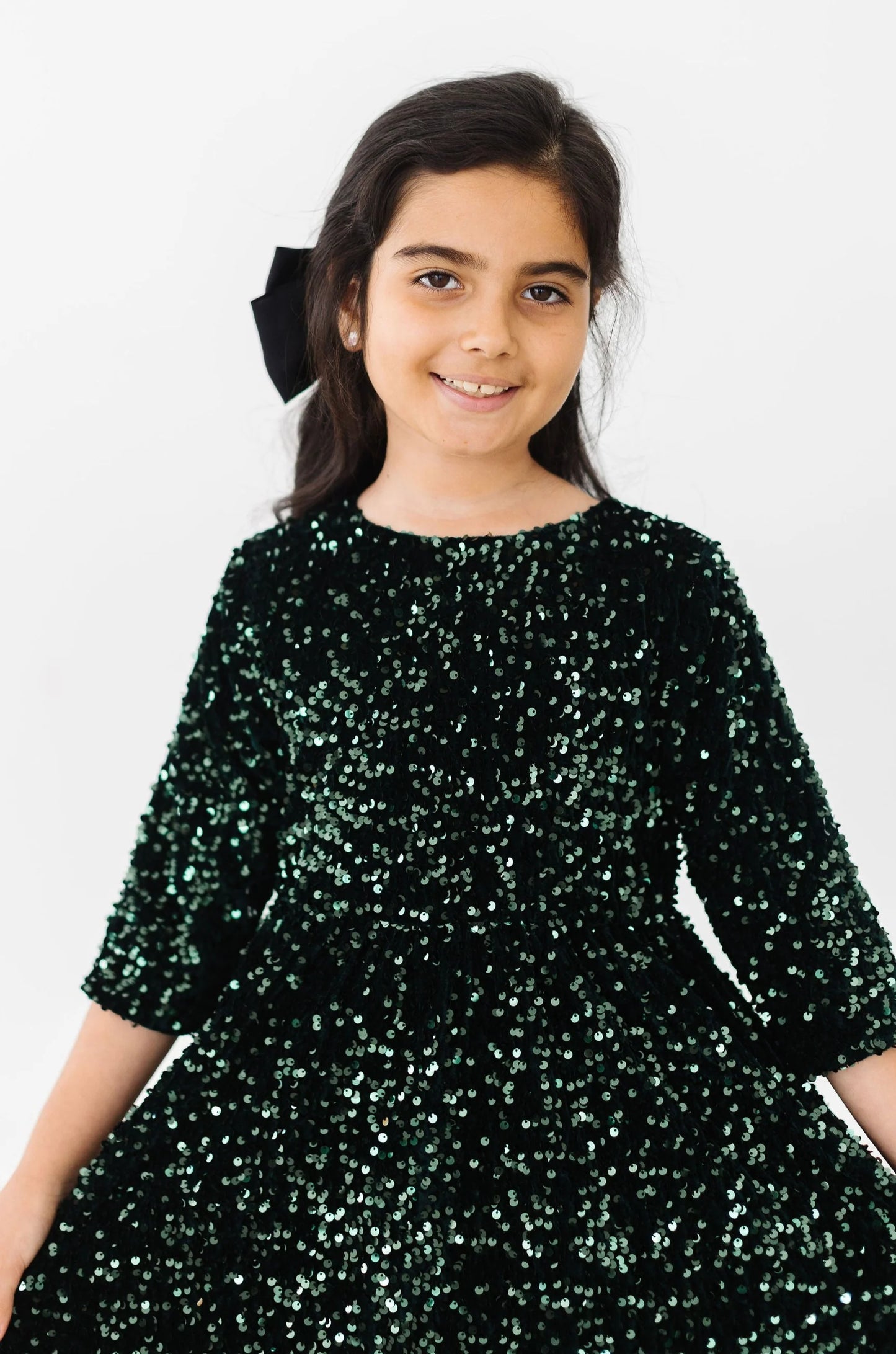 Mila & Rose - Hunter Green Velvet Sequin Dress