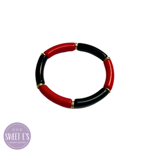 Game Day - Red & Black Tube Bracelet