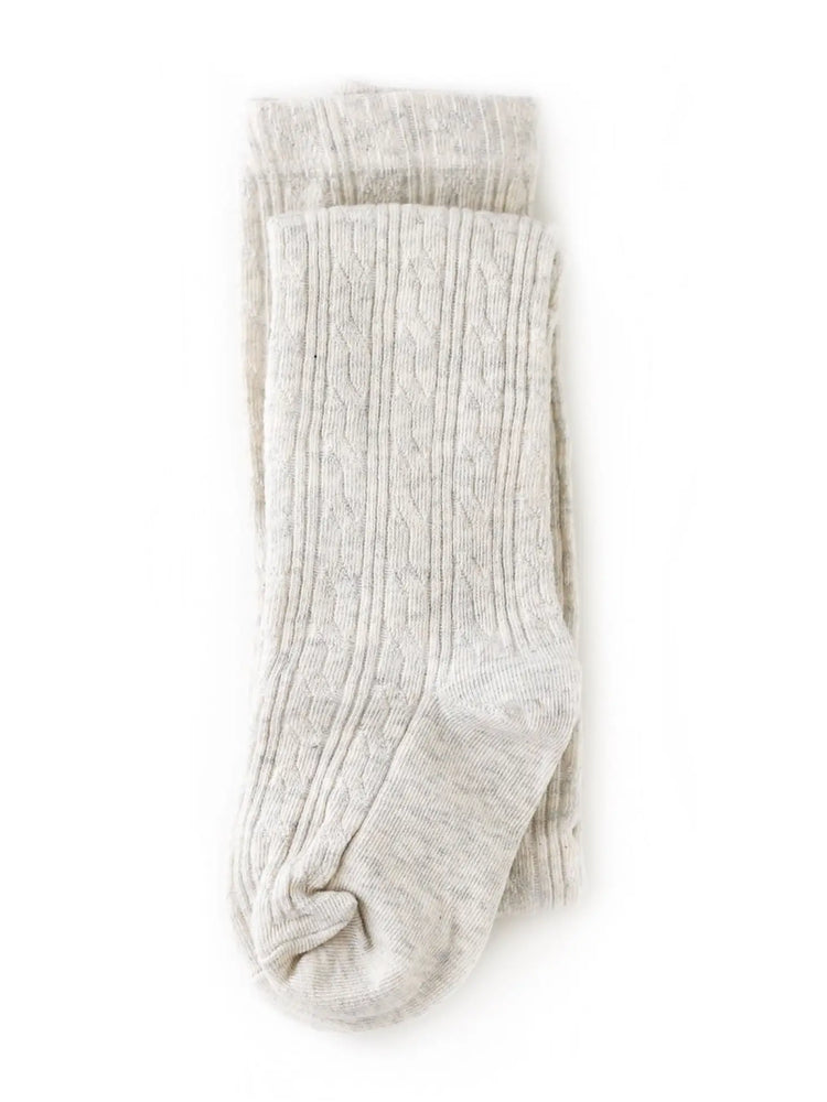 Little Stocking Co. - Heathered Ivory Cable Knit Tights