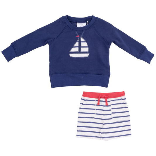 Angel Dear - Sailboat French Terry Set with Red