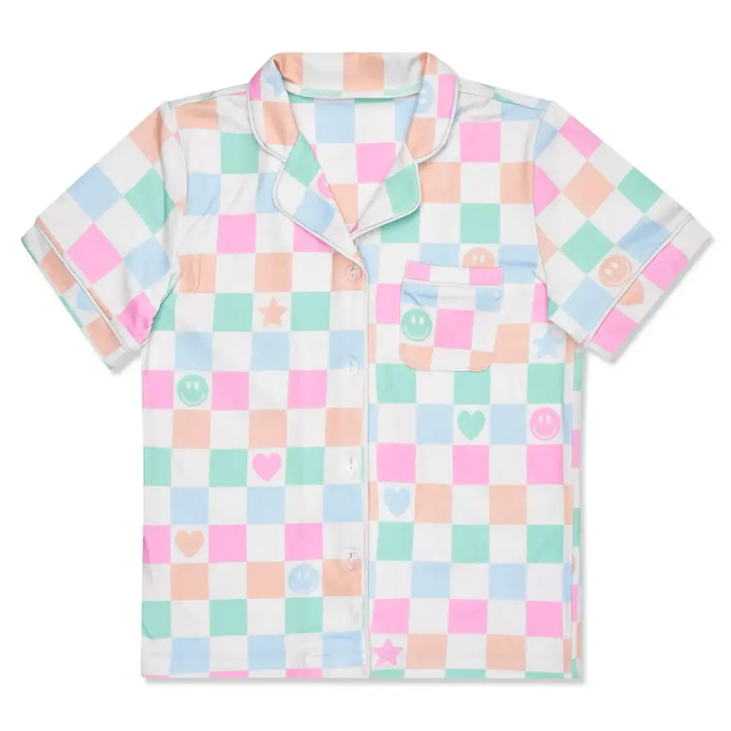 Smiley Check Shorts Lounge Set
