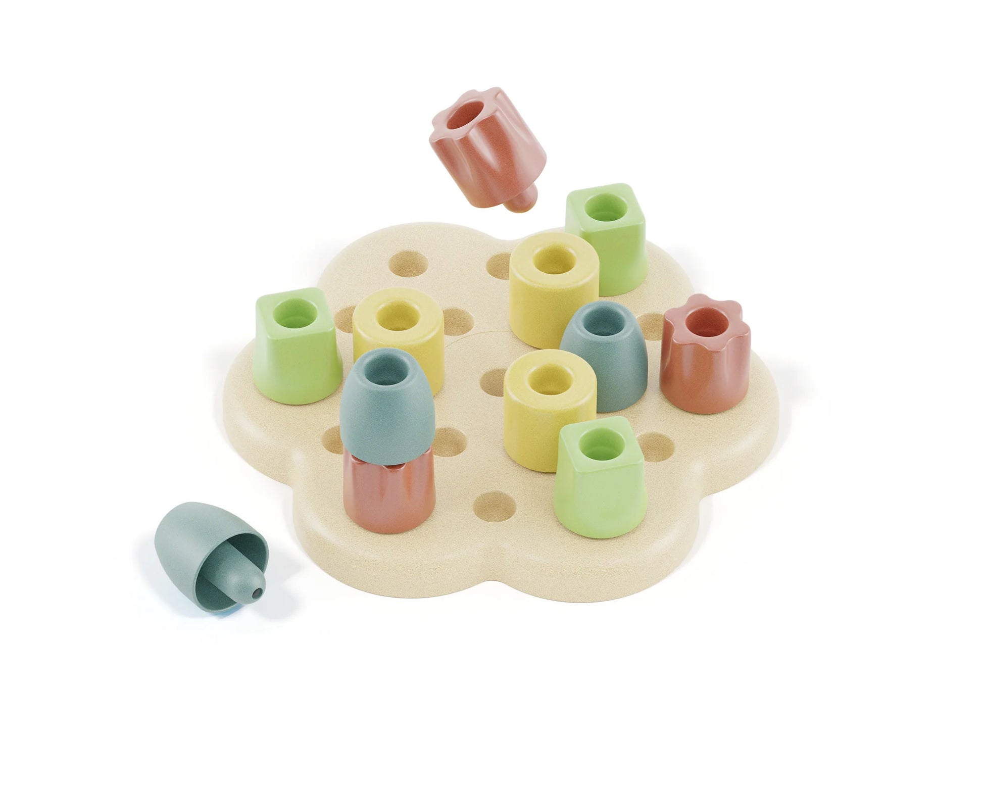 Colorful Quercetti Peg Play Board with chunky pegs on a white background, designed for creative and educational play.