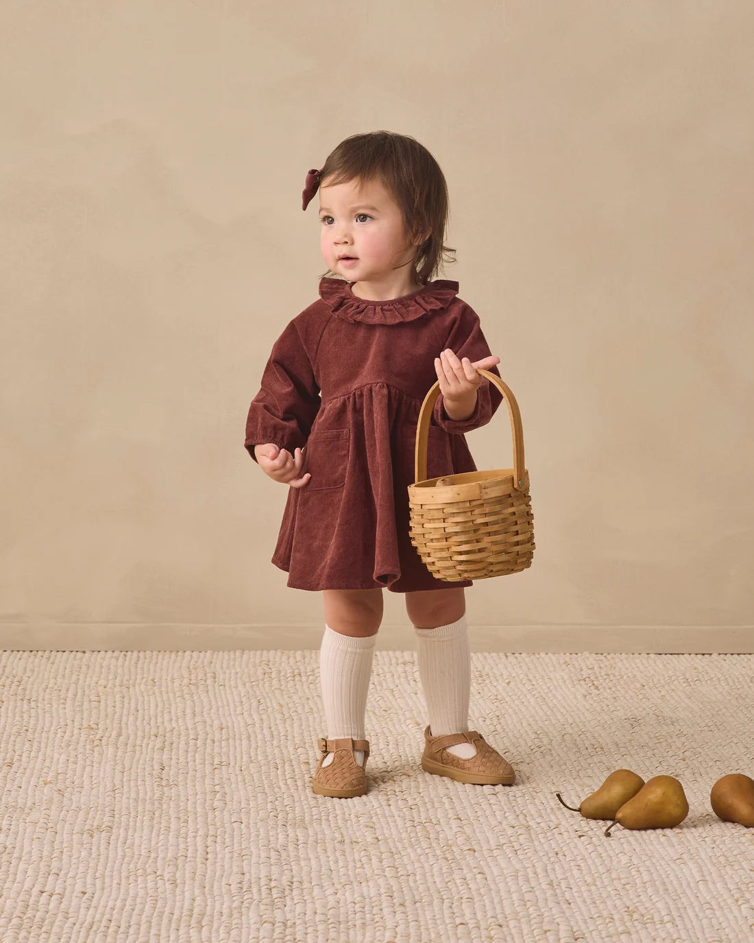 Black Cherry Simone Dress by Quincy Mae, featuring a stylish black cherry pattern and comfortable fit for girls.