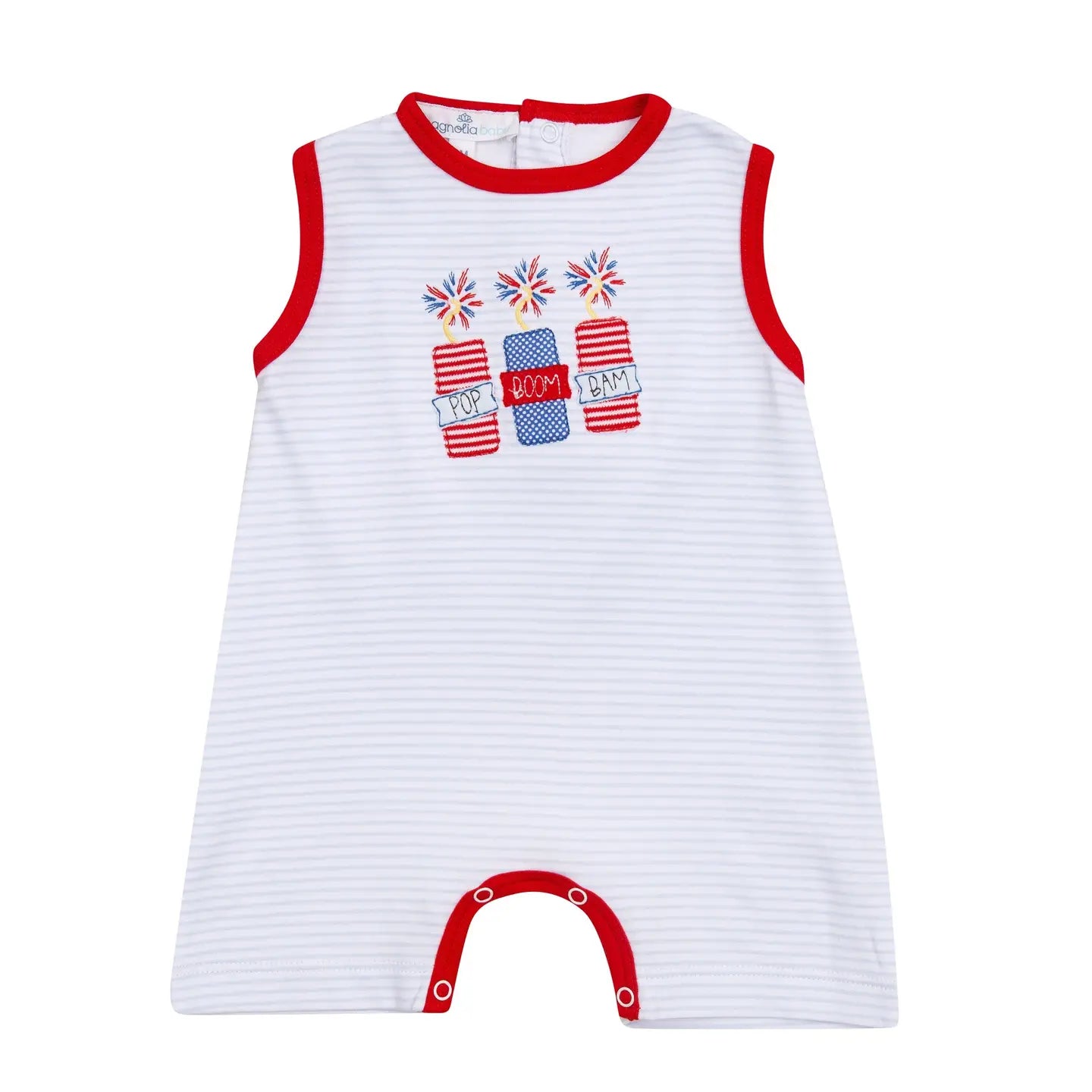 Magnolia Baby - Pop!Boom!Bam! Applique Red S/less Short Playsuit