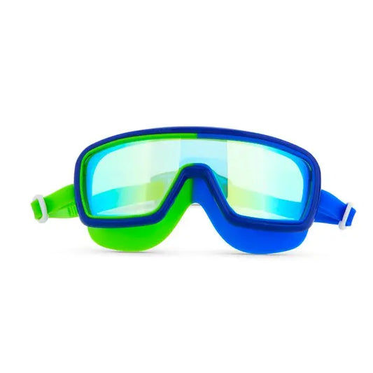 Bling2o Boys' Beam Cyber Swim Goggles with vibrant blue and black design, adjustable strap, and clear lenses for swimming fun.