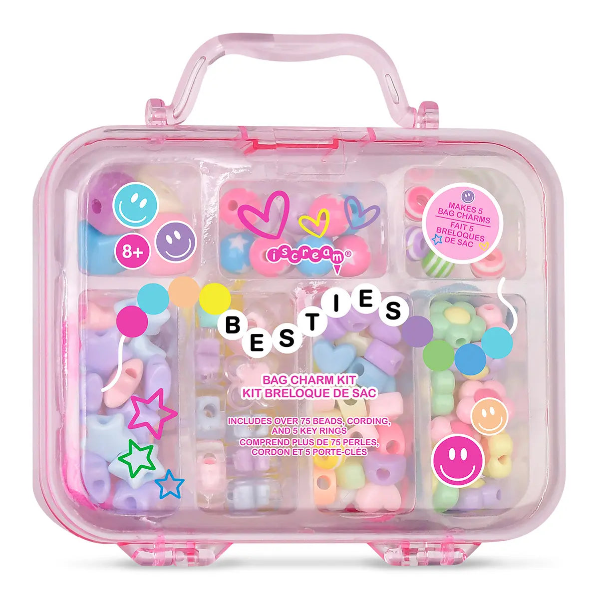 Colorful Besties Bag Charm Bead Kit by Iscream with assorted beads and charms for creating personalized bag accessories.