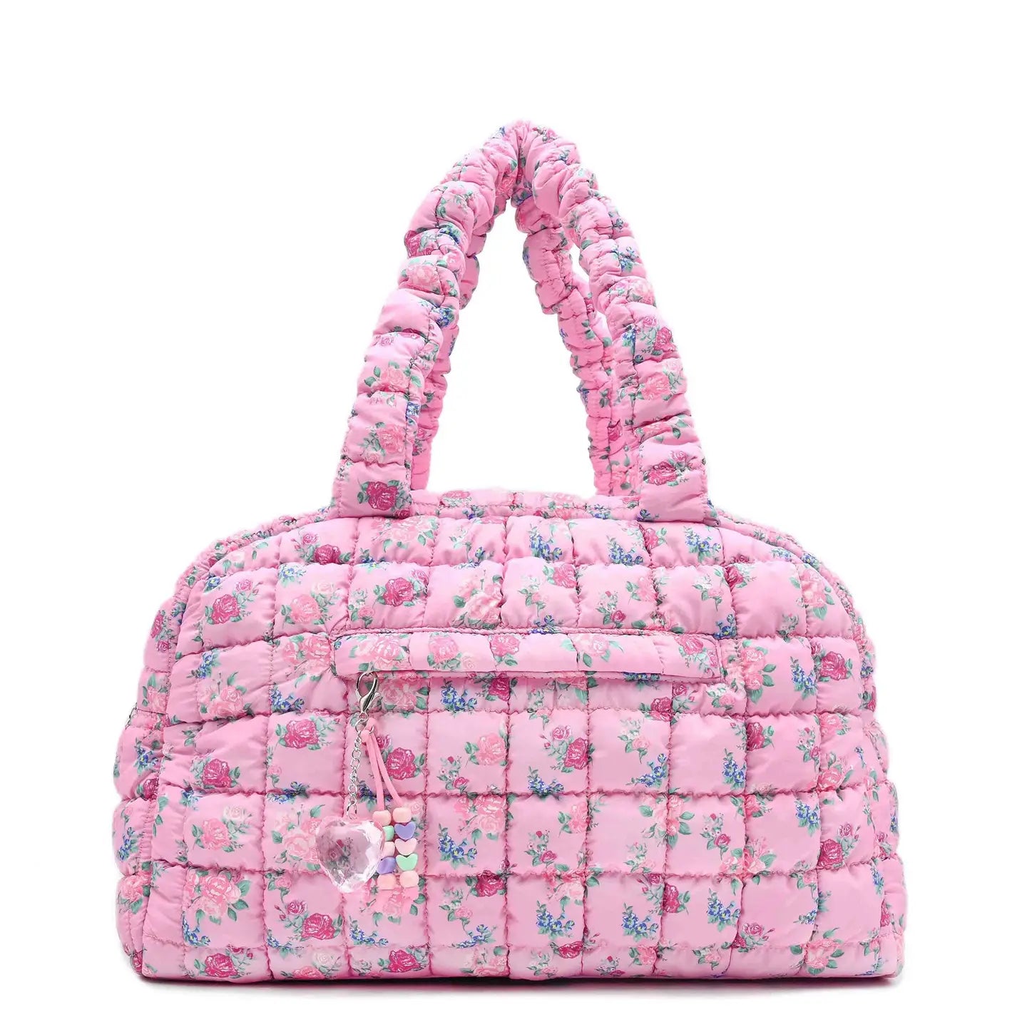 Quilted Scrunchies Floral Printed Medium Duffle Bag
