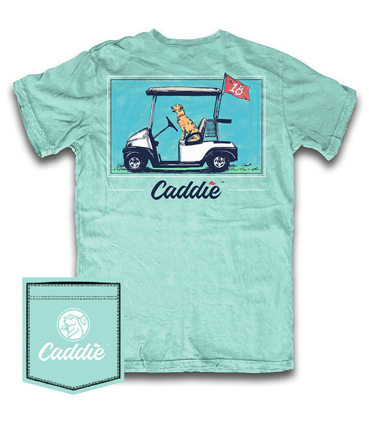 Caddie youth designated driver shirt featuring a casual design with printed text, ideal for safe driving awareness.