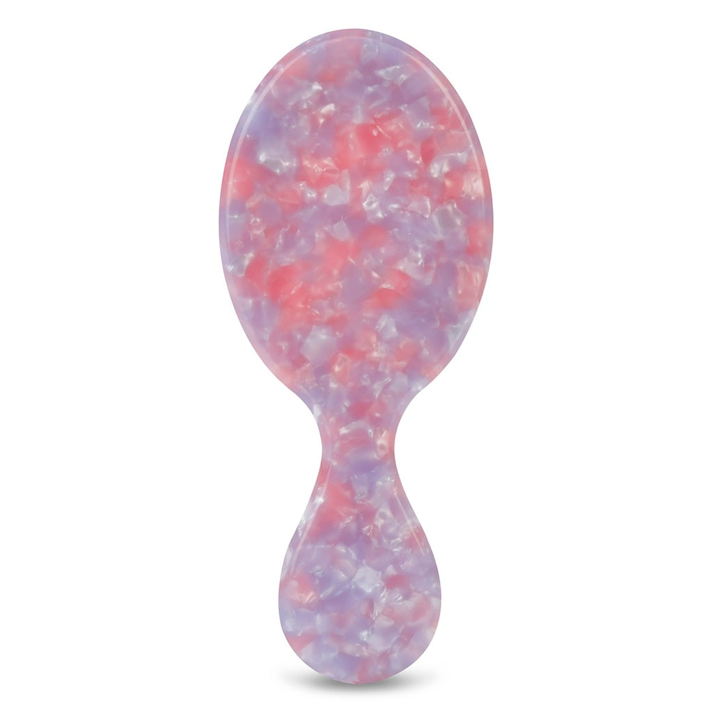 Iscream mini hair brush with pink handle and bristles, compact and portable for easy hair styling.